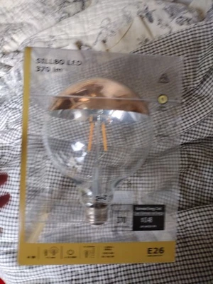 Ikea SILLBO LED E26 370 Lumen 4W Decorative Bulb Mirrored Top Silver Color - NEW - Image 1 of 4