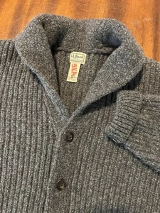 L.L. Bean Herren Gr. XL Rag Wolle grau Strickjacke Lammwolle Schalkragen Knöpfe - Bild 1 von 6