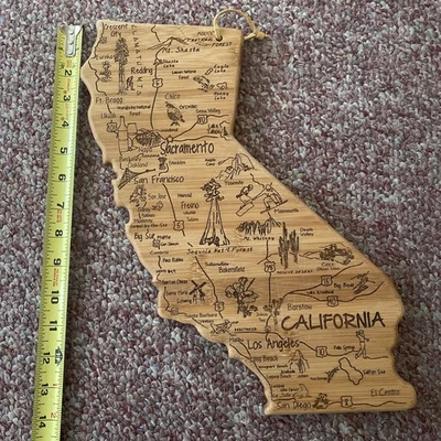 Mapa da Califórnia corte a laser bambu placa de corte/charcutaria IDEIA DE PRESENTE - Imagem 1 de 3