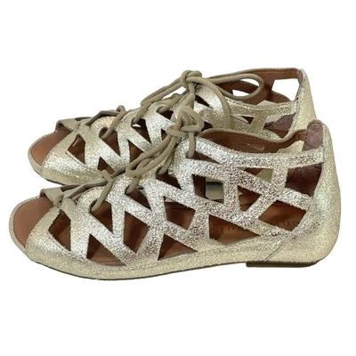 Gentle Souls by Kenneth Cole Brielle Sandal 5.5 Metallic Gold Leather Gladiator - Image 1 of 4