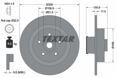 Disco de freno TEXTAR 92252903 para RENAULT Foto 1 de 3