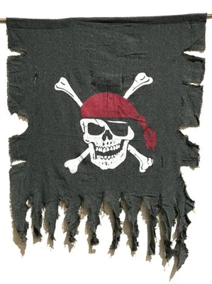 Bandera pirata retro y de lino desgastado tamaño grande 3 pies x 2,5 pies 2 piezas para Halloween... Foto 1 de 4