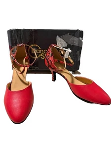 Dance & Sway Red Black Snakeskin Ballroom Latin Dance Shoes Sz 10.5 3” Heel NWT - Picture 1 of 7