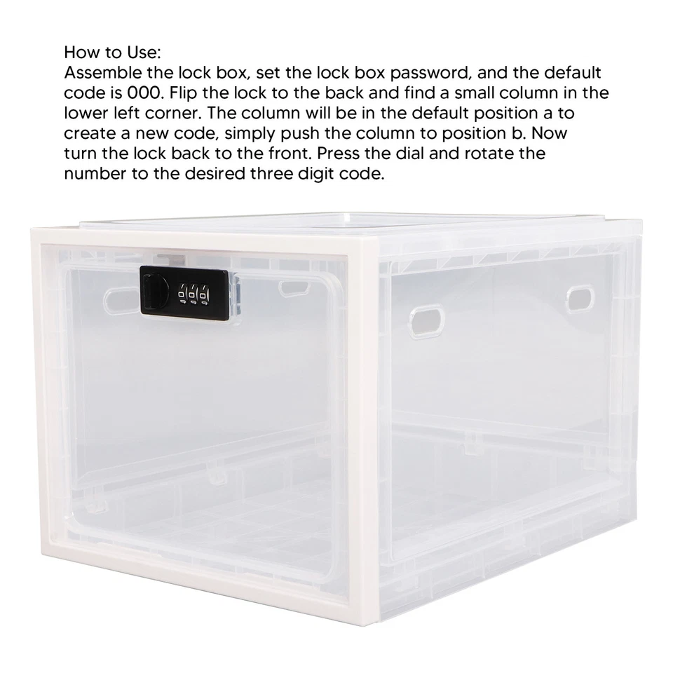 Lock Box Clear Food Storage Container Medicine Case With 3 Digit Combination TOU - Image 1 of 4