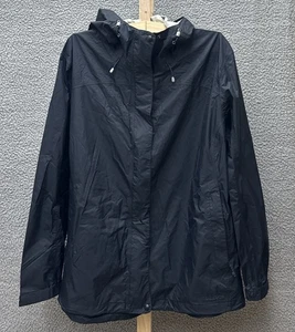 L.L. Bean Regenjacke Damen schwarz Kapuze durchgehender Reißverschluss Druckknöpfe Taschen - Bild 1 von 14