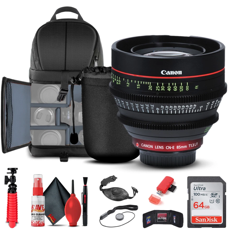 Canon CN-E 85mm T1.3 L F Cine Lens (6571B001) + BackPack + 64GB Card + More - Image 1 of 1