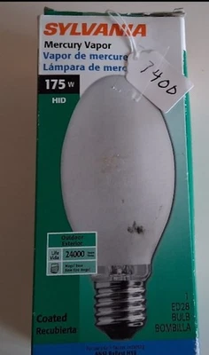 Sylvania 69438 High Intensity Discharge Mercury Vapor Lamp, 175W, BT28, Mogul S - Image 1 of 3
