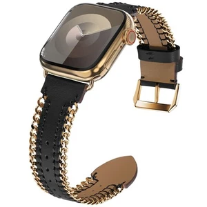 Leather Band for Apple Watch Bands 46mm 44mm 45mm 42mm for Women Series 10 9 ... - Picture 1 of 9