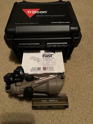 Trijicon ACOG 4x32 5.56 Red Crosshair with Trijicon RMR And Unity Fast Mount - Image 1 of 4