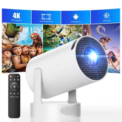 Portable 4K Mini Projector 10000 Lumen LED 1080P WiFi Bluetooth Home Theater US - Image 1 of 4