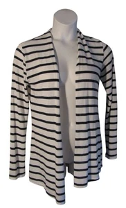 MIX by 41 Hawthorn L Navy White Stripe Open Front Cardigan Sweater - Picture 1 of 3