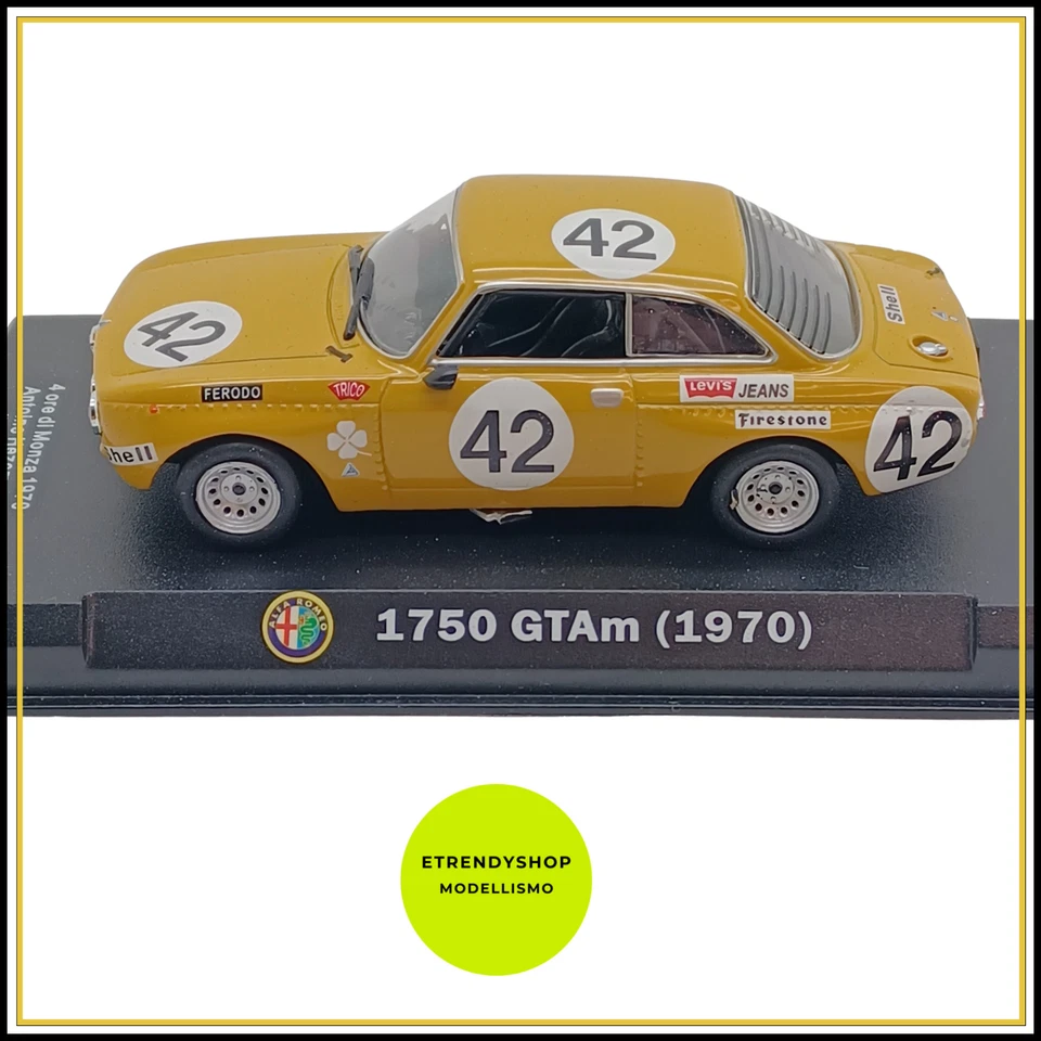 Modellini  Alfa Romeo GTaM 1750 24 Ore Monza 1970 scala 1/43 Collezione giallo - Immagine 1 di 4