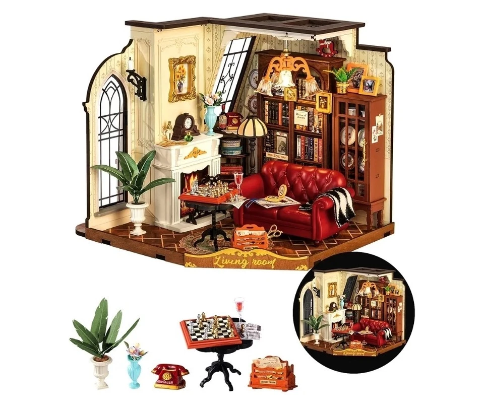 ROBOTIME Kit Casa delle Bambole in Miniatura Catherine’s Living Room, Kit... - Immagine 1 di 4