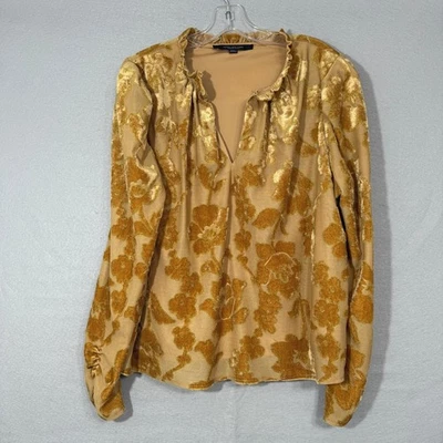Top MARC NEW YORK Para Mujer Terciopelo Dorado Floral Burnout Talla XL Boho Femenino Lujo Foto 1 de 4