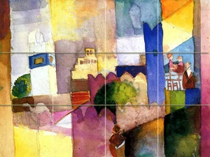 Art City Colorful August Macke Mural Ceramic Backsplash Bath Tile #2059 - Picture 1 of 1
