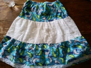 GUC handmade girls size 6 dolphins and lace beach long skirt 4 5 6 beach chic - Picture 1 of 3
