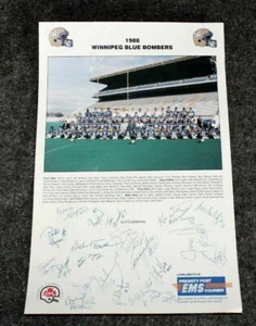 Winnipeg Blue Bombers 1988 squadra completa 20 autografi CFL calcio poster ottime condizioni - Foto 1 di 7