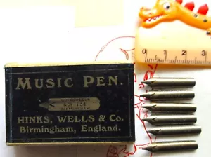 6 RARE HINKS & WELLS #134 MUSIC BRONZE MEDIUM FLEXIBLE PEN NIBS+DRAW+CALLIGRAPHY - Picture 1 of 3