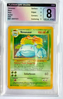 PGS  8 Venusaur 15/102 Base Set 1999 Holo Pokemon Card NM-MT Graded - Image 1 of 2