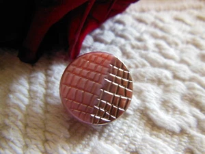 Bouton ancien en verre rose argenté diamètre: 1,7 cm D13B - Foto 1 di 3