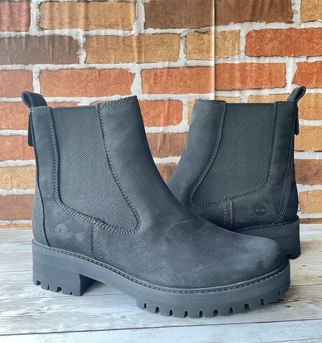 Timberland women’s Courmayeur Valley Chelsea boot Black Nubuck Sz 7