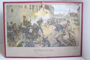 Alte Schulwandtafel Lehrtafel Die Völkerschlacht bei Leipzig 19.10.1813 Nr. 240 - Bild 1 von 6