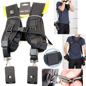 Quick Rapid Double Dual Shoulder Sling Belt Strap For 2/Two DSLR Digital Cameras - Picture 1 of 8