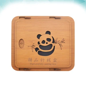  Bamboo Art Needle and Thread Box Stitch Tools Organizer Sewing Container - Picture 1 of 11