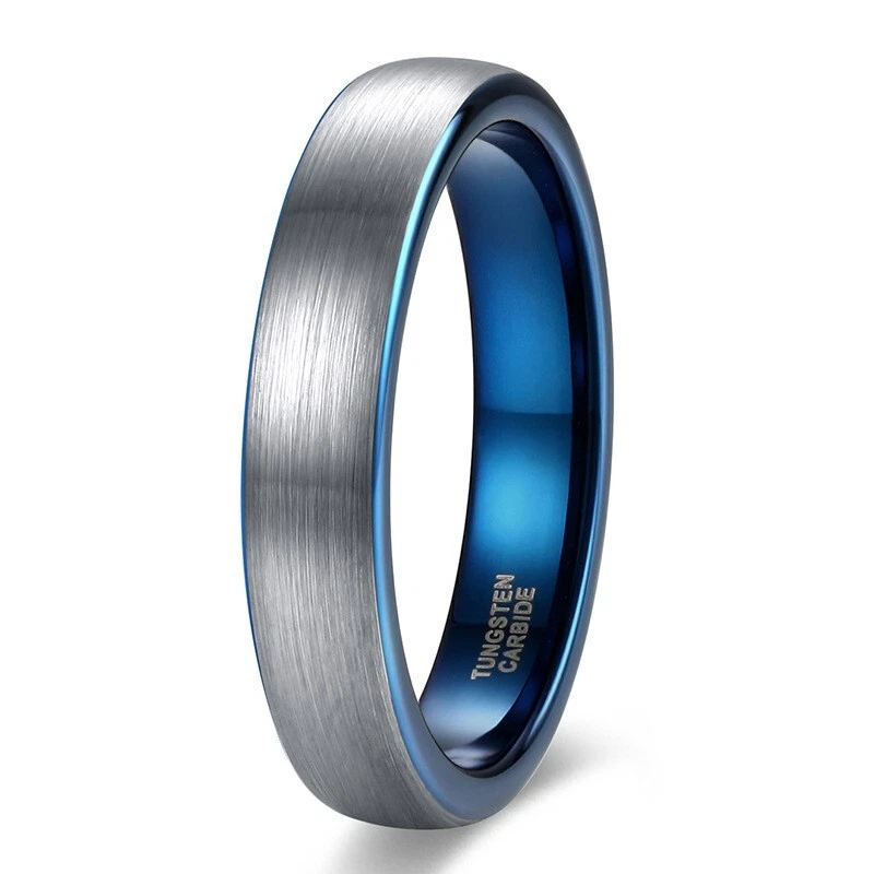 Alianza de boda de carburo de tungsteno de cara cepillada de 4 mm anillo de promesa de moda Foto 1 de 1