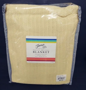 Vtg Fiesta Thermal Blanket 100% Cotton Waffle Weave Mustard Yellow 90"x90" - Picture 1 of 4