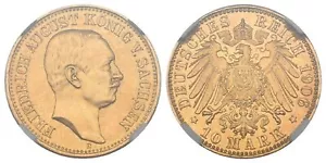 Alemania Imperio 10 marcos 1906 E Sajonia Federico agosto III - NGC MS 63 - Imagen 1 de 1