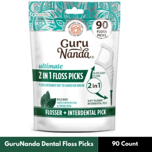 2 in 1 Dental Floss Picks - Non-Slip Grip Handle, Slide Easy, 90 Count (1 Pack) - Picture 1 of 5