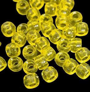 100 piezas cuentas de acrílico pony redondo amarillo transparente 9x6 mm - Imagen 1 de 1