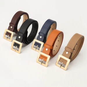 Women Alloy Square Buckle Faux Leather Slim Waist Belt Dress Corset Waistband - Picture 1 of 13