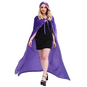 Black Hooded with Cloak,Unisex Velvet Cape Witch Cloak,Vampire Cape Women wit... - Picture 1 of 6