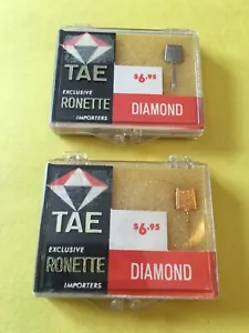 Nuevo de Lote Antiguo Marca TAE Ronette Diamond Stylus Aguja TAE 84370 Ronette DI-075-ST Lote de 2 - Imagen 1 de 4
