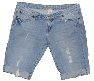 Juniors Wet Seal Jeans distressed Bermuda denim shorts with cuffs 11x11 inseam - Picture 1 of 3