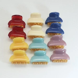 12 Mixed Color Resin Elegant Hair Claw Clamps 25mm Small Hair Clips in Pair - Picture 1 of 6