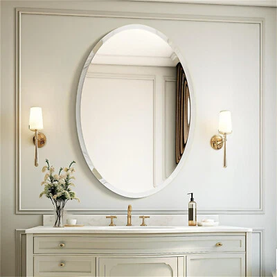 ARTLOGE LUVODI High Definition Frameless Oval Wall Mirror for Bathroom/Vanity Bevel Edge