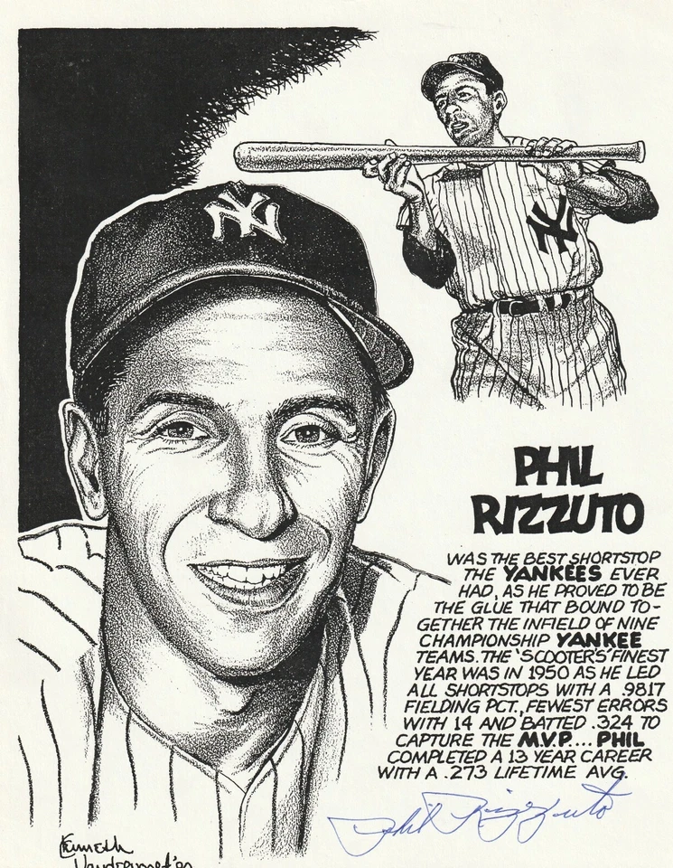 PHIL RIZZUTO NEW YORK YANKEES  SIGNED 8 1/2 x 11 PHOTO - Image 1 of 1