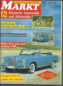 Zeitung Oldtimer Markt Nr.4 1990 Mercedes Zündapp Chevrolet Alba Hilman - Bild 1 von 1