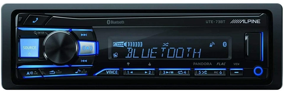 Alpine UTE-73BT, Single-DIN Car Digital Media Audio Stereo Bluetooth, USB MP3 - Image 1 of 4