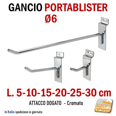 10pz GANCI PORTABLISTER PER PANNELLO DOGATO ARREDAMENTO NEGOZIO GANCIO PER ABITI - Immagine 1 di 2