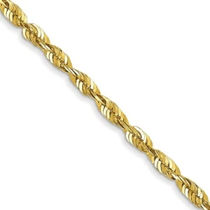 10k Yellow Gold 1.8mm Extra-Light Diamond-cut Rope Chain Necklace 18" 3.08 gram - Picture 1 of 4