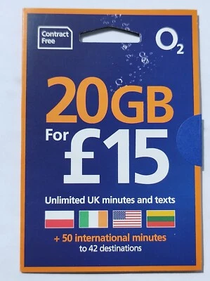OFFICIAL SEALED O2 02 PAY AS YOU GO STANDARD & MICRO & NANO SIM CARD 15 Bundle