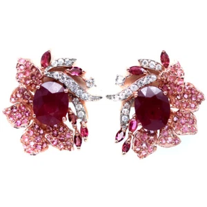 Piedras Rubí Rojo ,Rodolita Granate, Circonita, Zafiro Orquídea Pendientes 925 - Imagen 1 de 4