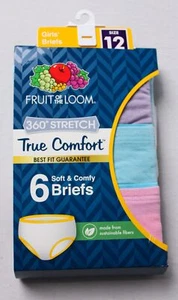 Fruit of the Loom Girls' True Comfort Brief 6-Pack DM3 Multi Size 12 NWT - Picture 1 of 4