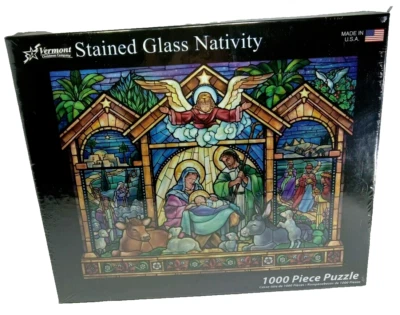 Vermont Christmas Co  Stained Glass Nativity Puzzle 1000 Pieces New Sealed - Image 1 of 4