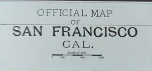 Vintage 1893 SAN FRANCISCO CALIFORNIA Map 22"x14" Old Antique Original NOB HILL - Picture 1 of 15