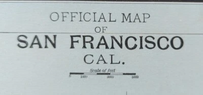 Vintage 1893 SAN FRANCISCO CALIFORNIA Map 22"x14" ~ Old Antique TELEGRAPH HILL Foto 1 de 4